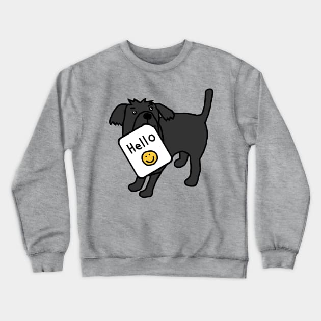 Cute Dog Says Hello Crewneck Sweatshirt by ellenhenryart